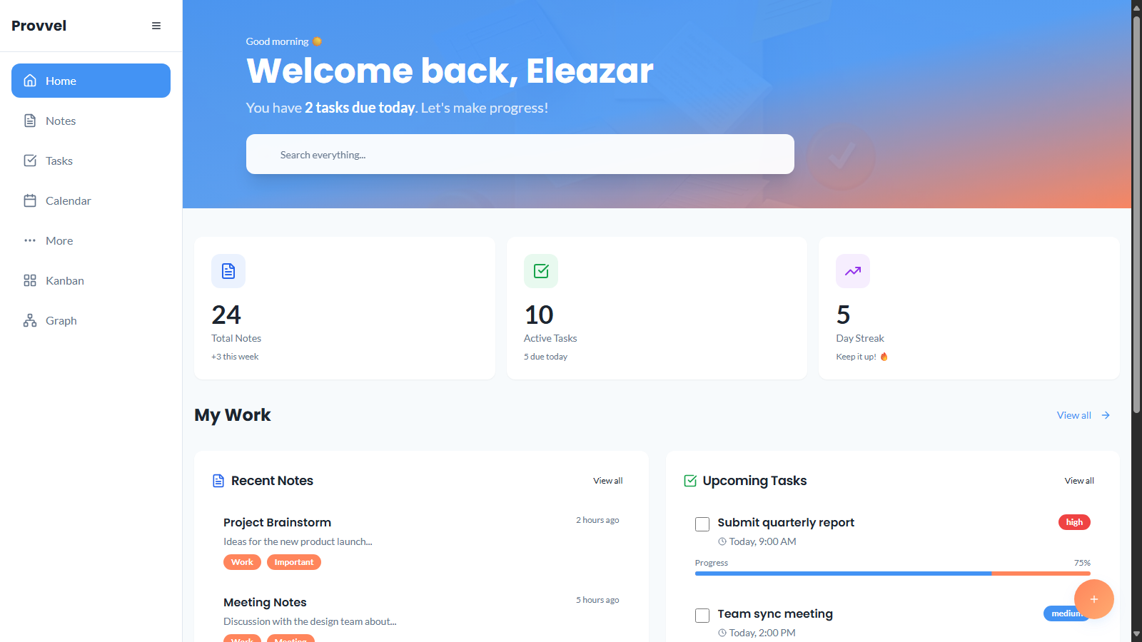 Provel Desktop Interface